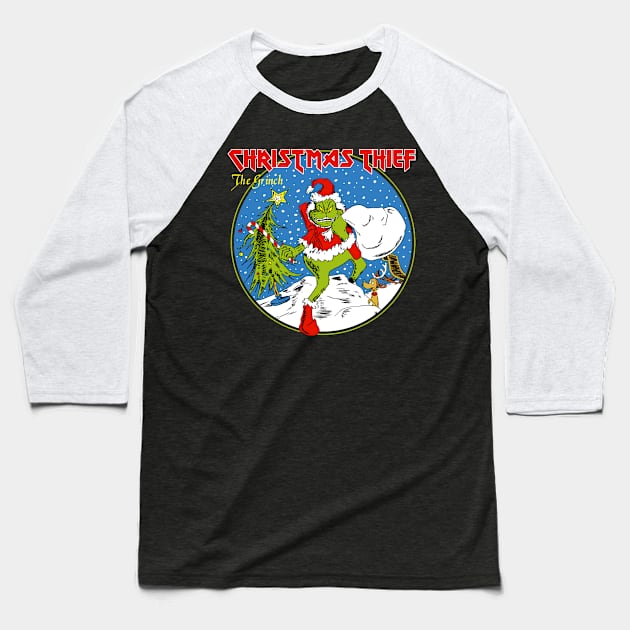 Christmas Thief Baseball T-Shirt by demonigote